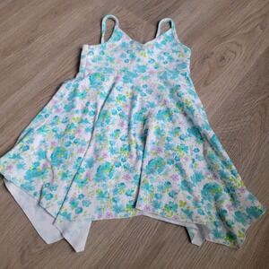 Little Lindsey Girls Floral Dress 2T Blue Cotton Handkerchief Hem Summer Boho